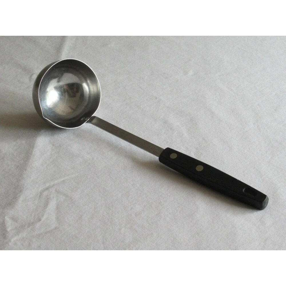 Vtg EKCO FORGE Soup Ladle Stainless USA Black Rivets Handle Kitchen Utensil 11